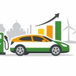 Electric Vehicles in India Minimal editorial illustration depicting an electric vehicle symbol with subtle energy and mobility elements, representing India’s electric vehicle market growth in 2026 through new model launches and evolving government policies.