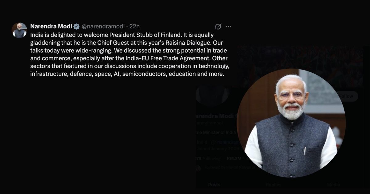 Prime Minister Narendra Modi welcomes Finland President Alexander Stubb to India for the Raisina Dialogue, highlighting discussions on trade, technology, defence, AI, semiconductors, infrastructure, space, and education cooperation.